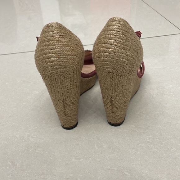 Gucci Horsebit  light wine suede and raffia wedge - Picture 3 of 10